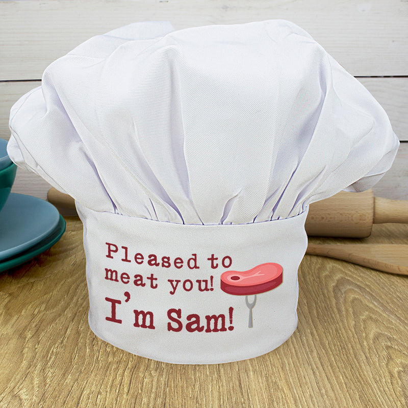 Personalised Pleased To Meat You Chef Hat