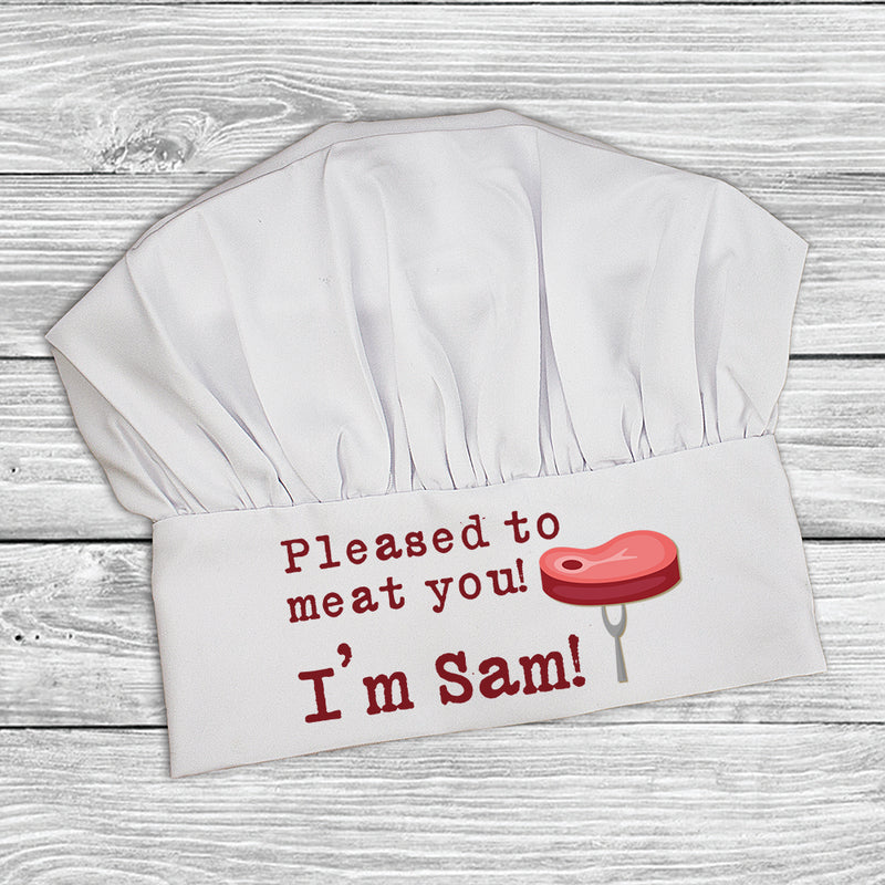 Personalised Pleased To Meat You Chef Hat