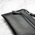 Personalised Black Leather Clutch Bag