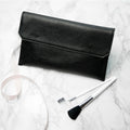 Personalised Black Leather Clutch Bag