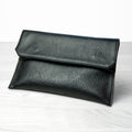 Personalised Black Leather Clutch Bag