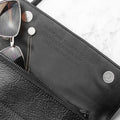 Personalised Black Leather Clutch Bag