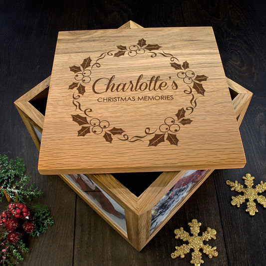 Personalised Christmas Memory Box Mistletoe Design, alternate view