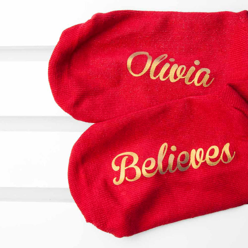 Personalised Kids Crimson & Gold Christmas Day Socks