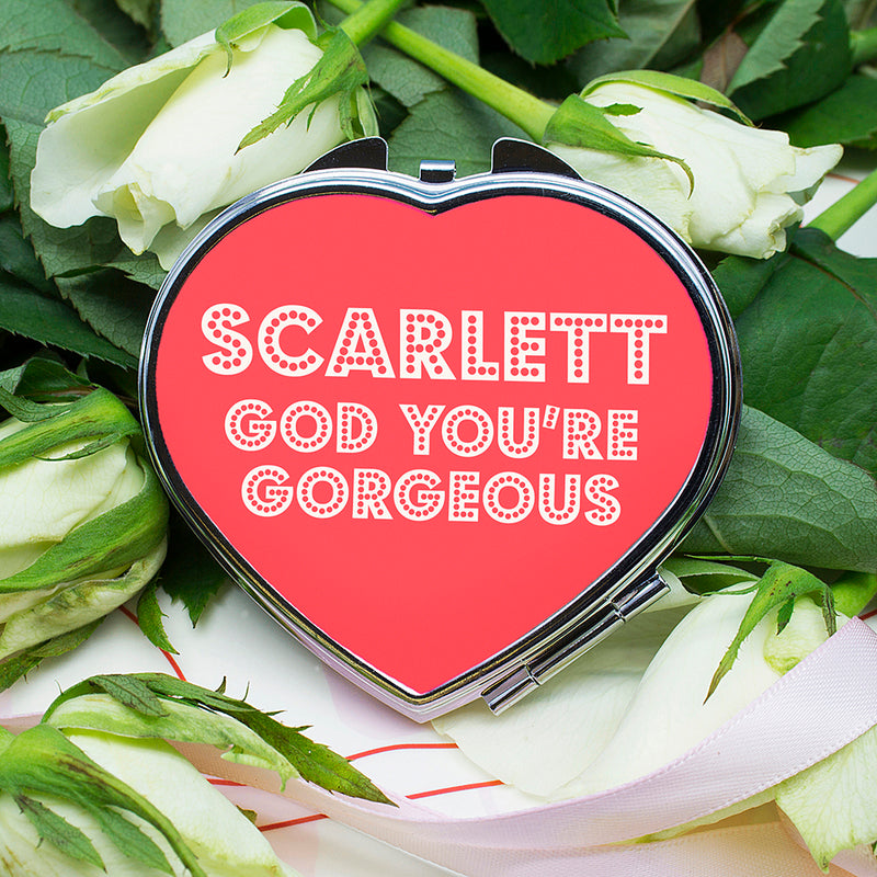 You're Gorgeous! Personalised Heart Compact Mirror