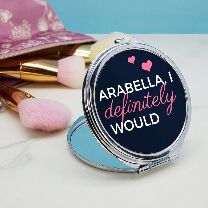 I Definitely Would... Cheeky Personalised Round Compact Mirror