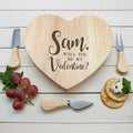 Personalised Engraved Be My Valentine Heart Cheese Board