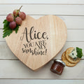 Personalised Engraved My Sunshine Oak Heart Cheese Board