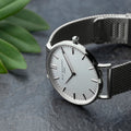 Personalised Metallic Mesh Strapped Watch With White Dial