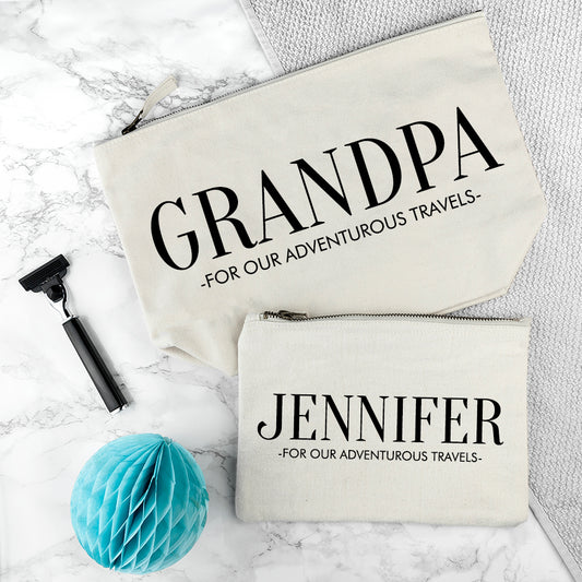 Personalised Daddy & Me Cream Wash Bags