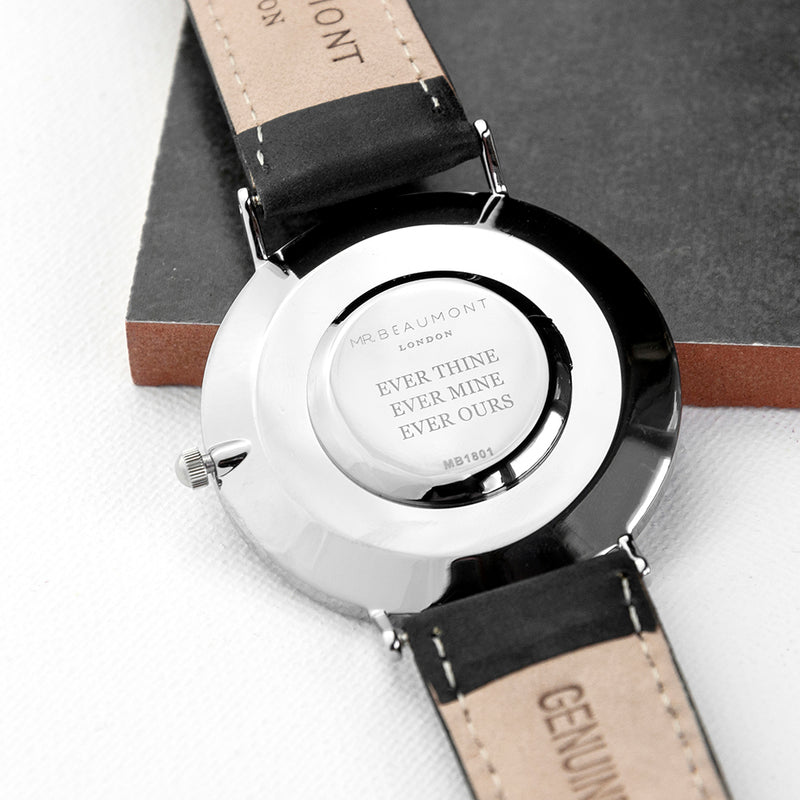 Men's Modern-Vintage Personalised Leather Watch In Black