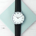 Men's Modern-Vintage Personalised Leather Watch In Black