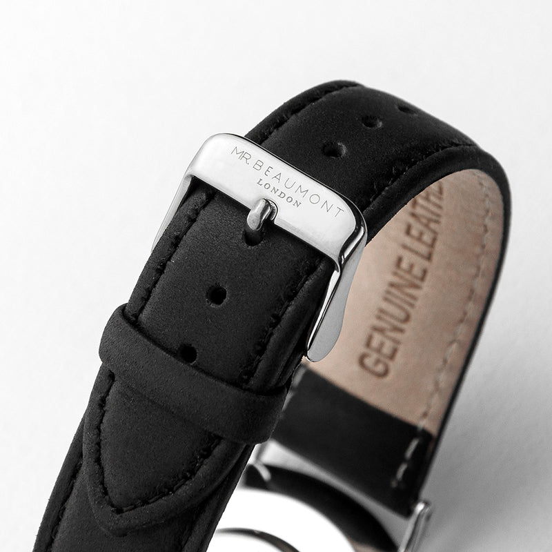 Men's Modern-Vintage Personalised Leather Watch In Black