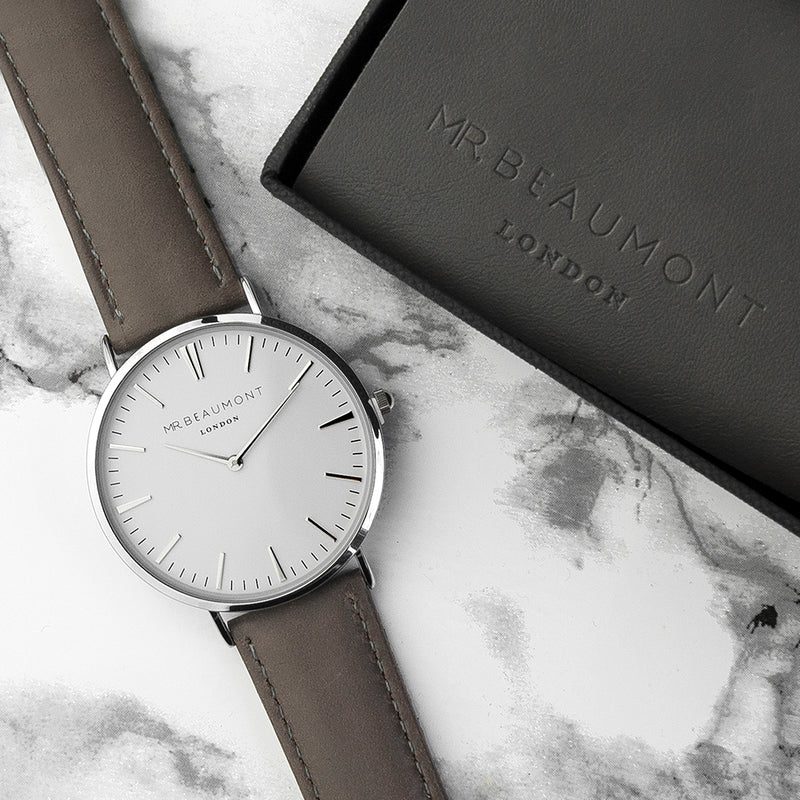 Men's Modern-Vintage Personalised Leather Watch In Ash