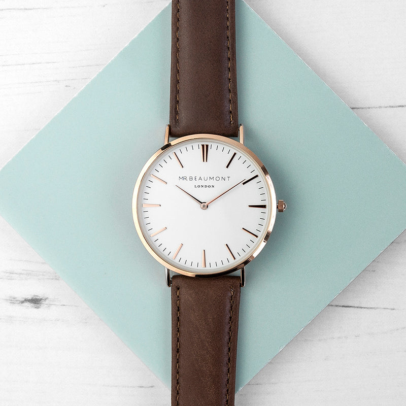 Men's Modern-Vintage Personalised Leather Watch In Brown