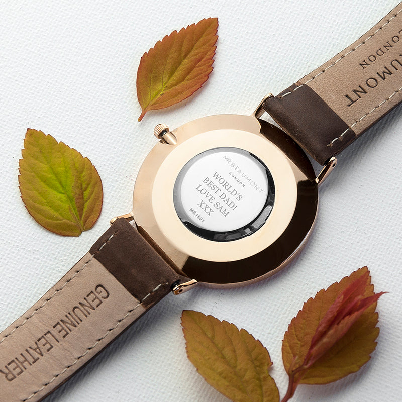Men's Modern-Vintage Personalised Leather Watch In Brown