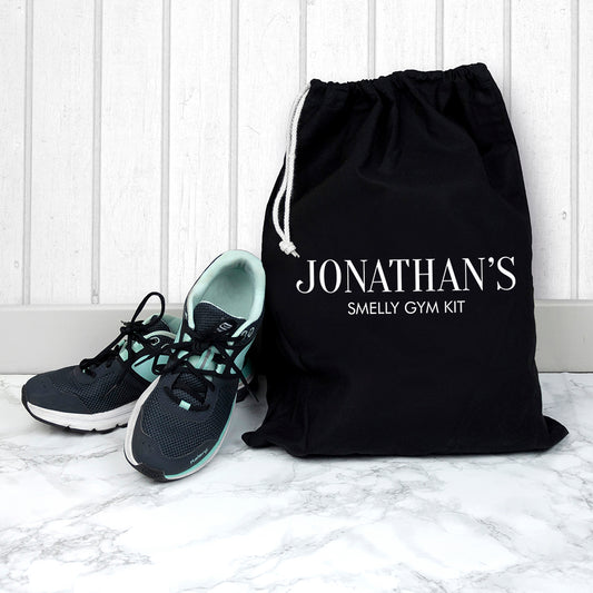Personalised Cotton Black Gym Bag, alternate view