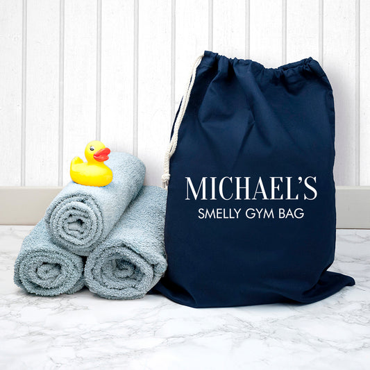 Personalised Cotton Navy Gym Bag, alternate view