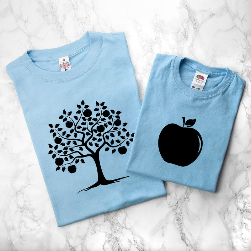 Personalised Daddy and Me Apple Blue T-Shirts
