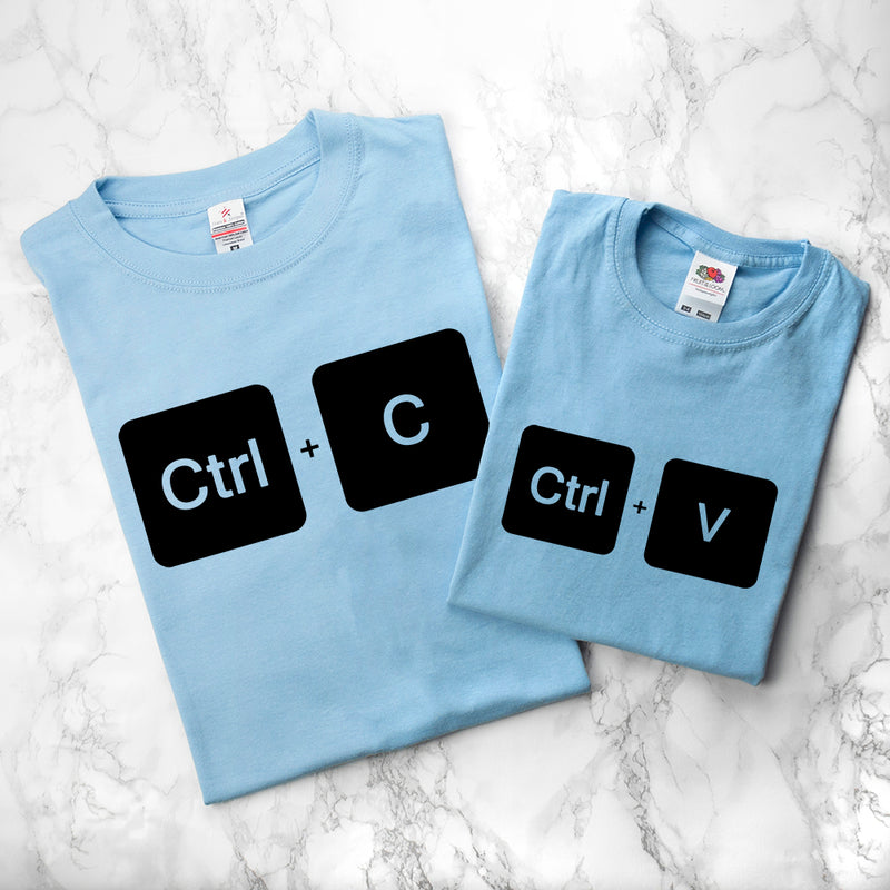 Personalised Daddy and Me Copy Paste Blue T-Shirts
