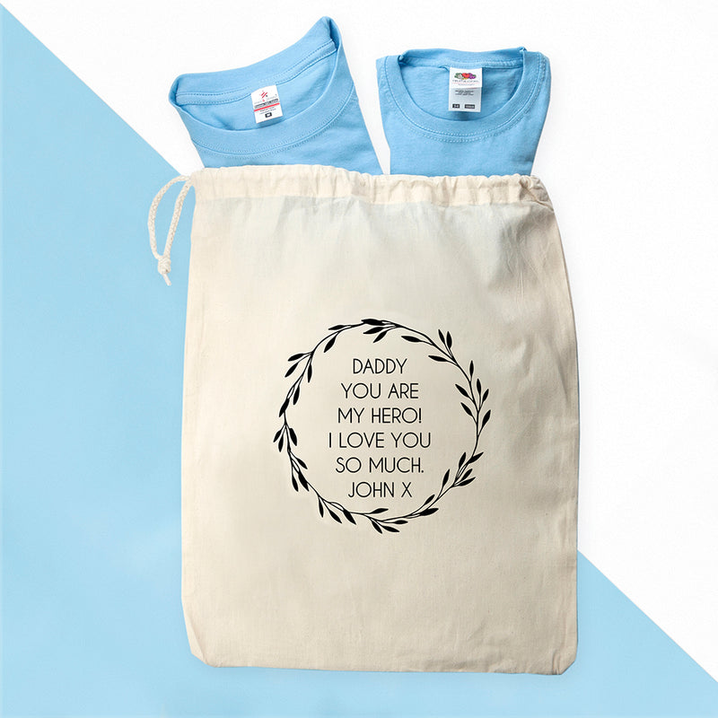 Personalised Daddy and Me Here Comes Trouble Blue T-Shirts