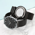 Personalised Men's Metallic Charcoal Grey Watch With Black Face