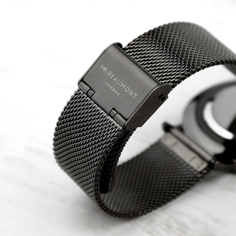 Personalised Men's Metallic Charcoal Grey Watch With Black Face
