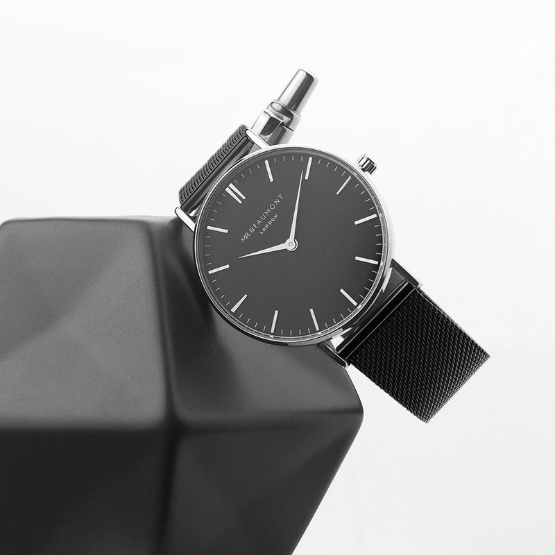 Personalised Men's Metallic Charcoal Grey Watch With Black Face