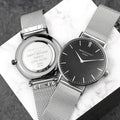 Personalised Men's Metallic Silver Watch With Black Face