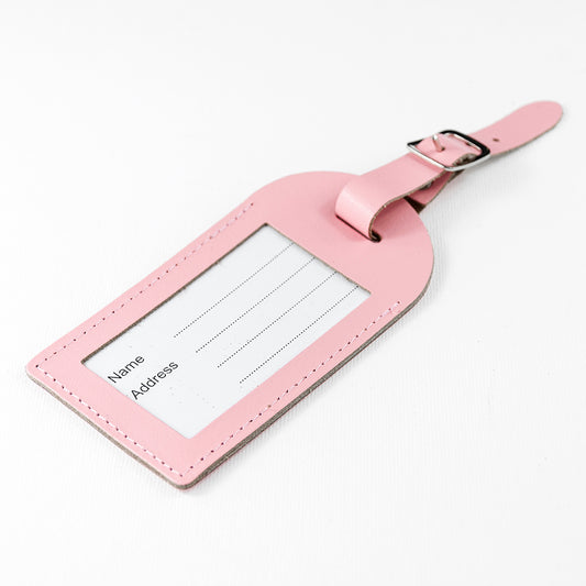 Personalised Pastel Pink Foiled Leather Luggage Tag