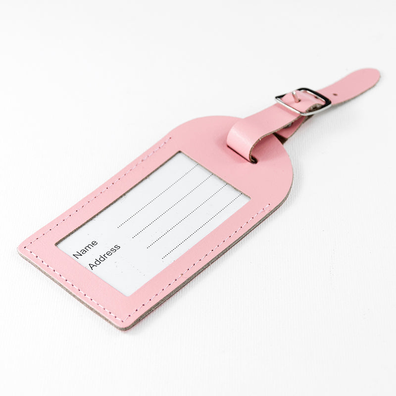 Personalised Pastel Pink Foiled Leather Luggage Tag
