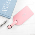 Personalised Pastel Pink Foiled Leather Luggage Tag