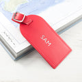 Personalised Red Foiled Leather Luggage Tag