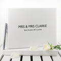 Personalised White Leather Wedding Guest Book