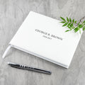 Personalised Engraved White Leather Memoriam Book