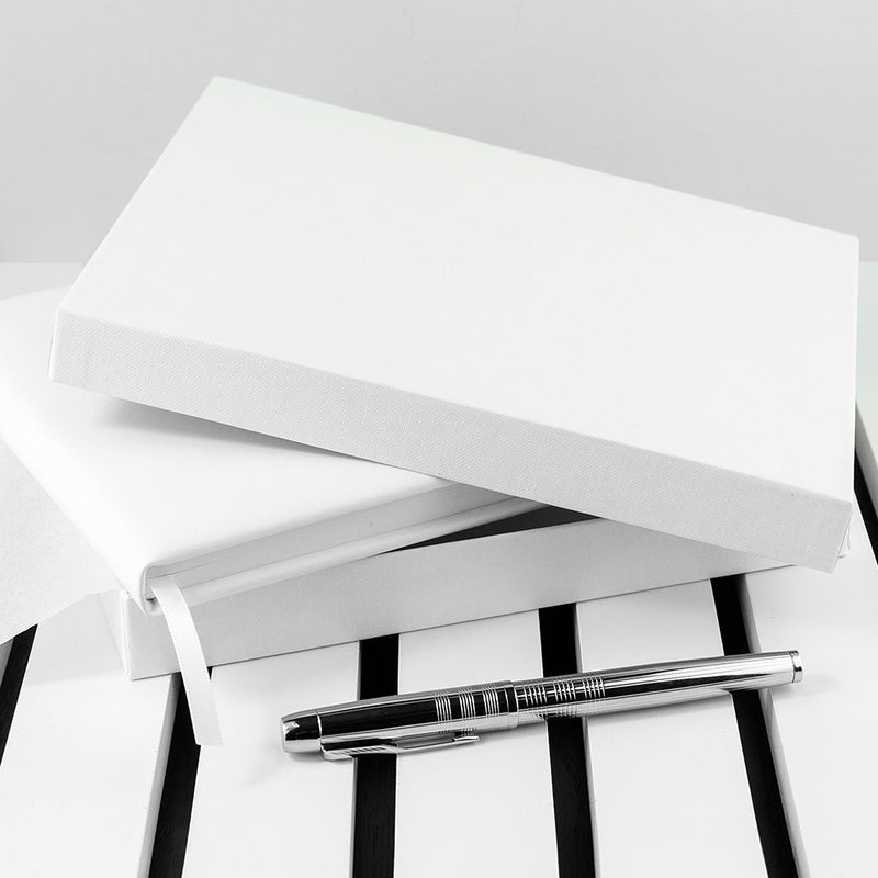 Personalised Engraved White Leather Memoriam Book