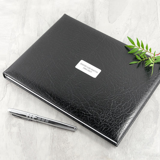 Personalised Black Leather Memoriam Book