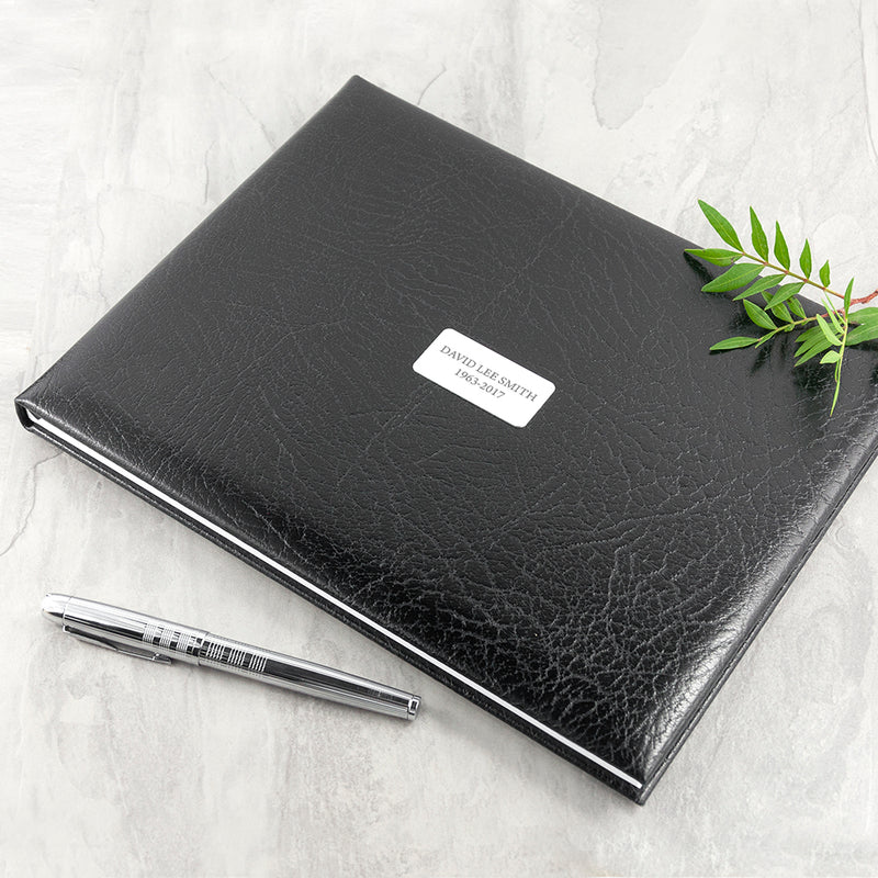 Personalised Black Leather Memoriam Book