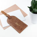 Personalised Natural Tan Foiled Leather Luggage Tag