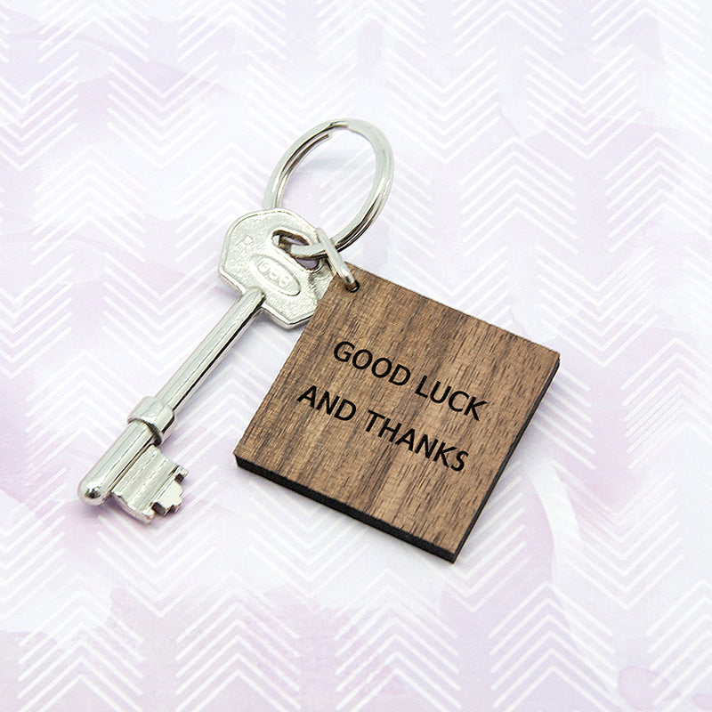 Personalised Square Walnut Keyring