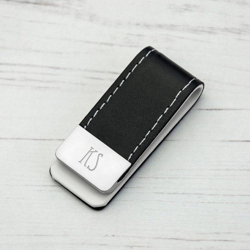 Personalised Black Leather Money Clip