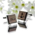 Personalised Iconic Hobbies Engraved Square Walnut Cufflinks