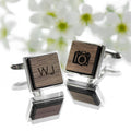 Personalised Iconic Hobbies Engraved Square Walnut Cufflinks