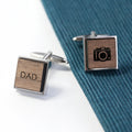 Personalised Iconic Hobbies Engraved Square Walnut Cufflinks