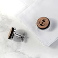 Personalised Iconic Hobbies Engraved Round Walnut Cufflinks