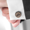 Personalised Iconic Hobbies Engraved Round Walnut Cufflinks