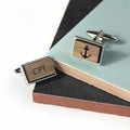Personalised Iconic Hobbies Engraved Rectangle Walnut Cufflinks