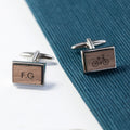 Personalised Iconic Hobbies Engraved Rectangle Walnut Cufflinks