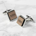 Personalised Monogram Engraved Square Walnut Cufflinks
