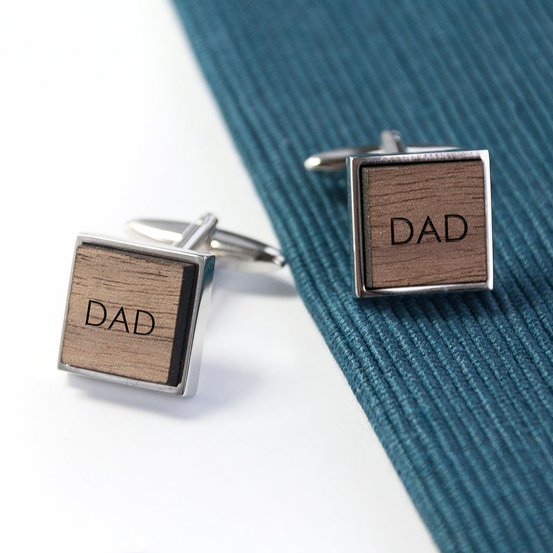 Personalised Monogram Engraved Square Walnut Cufflinks